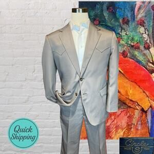 Circle S Dallas Texas 43-44R 38x29 Taupe Brown Tan Western Suit Rodeo